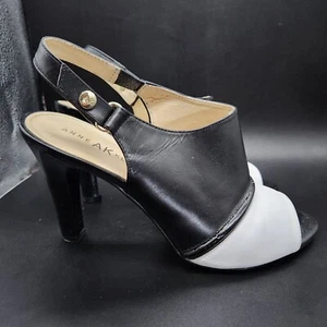 AK Anne Klein Parnall Black & White Pumps Size 8.5 Open Toe Summer - Picture 1 of 7