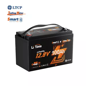 LiTime 12V 100Ah TM Smart Bluetooth LiFePO4 Lithium Battery For Trolling Motor - Picture 1 of 13