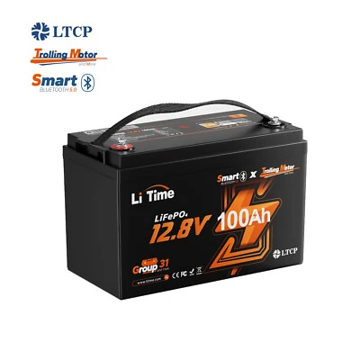 LiTime 12V 100Ah TM Smart LiFePO4 Lithium Battery For Trolling Motor-Refurbished - Image 1 of 4