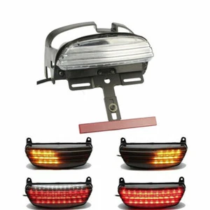Tri-Bar Fender LED Tail Brake Light Smoke For Harley Dyna Fat Bob FXDF 08-UP - Picture 1 of 6