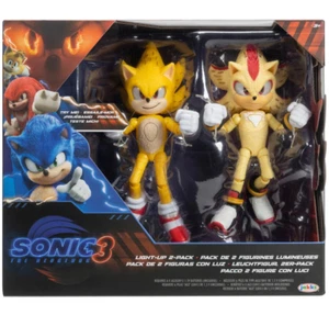 Sonic the Hedgehog 3 Light Up Figures 2 Pack Super Sonic and Super Shadow - NEW - Picture 1 of 6
