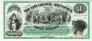 $3 Brunswick Georgia. GEM Uncirculated. Intaglio proof from 1995. - Picture 1 of 2