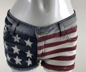 Carmar LF Blue Stretch Denim American Flag USA Jeans Shorts Womens Size 25 - Picture 1 of 11