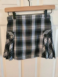 Lands' End Girls 7 yrs School Uniform Skort White Evergreen Plaid Adj Waist - Picture 1 of 4