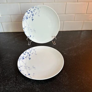Crate and Barrel KIRI 7 Salad Plates 8.5" White Blue Branches 2013 Discontinued - Picture 1 of 4