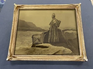 EDWARD S. CURTIS REPRODUCTION BY GOMEZ - "WISHAM TRIBE GIRL" - GOLD TONE - Picture 1 of 3