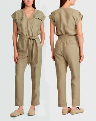NEU RALPH LAUREN Damen Olive Grün Leinen Mischung Overall Einteiler $265 - Bild 1 von 4