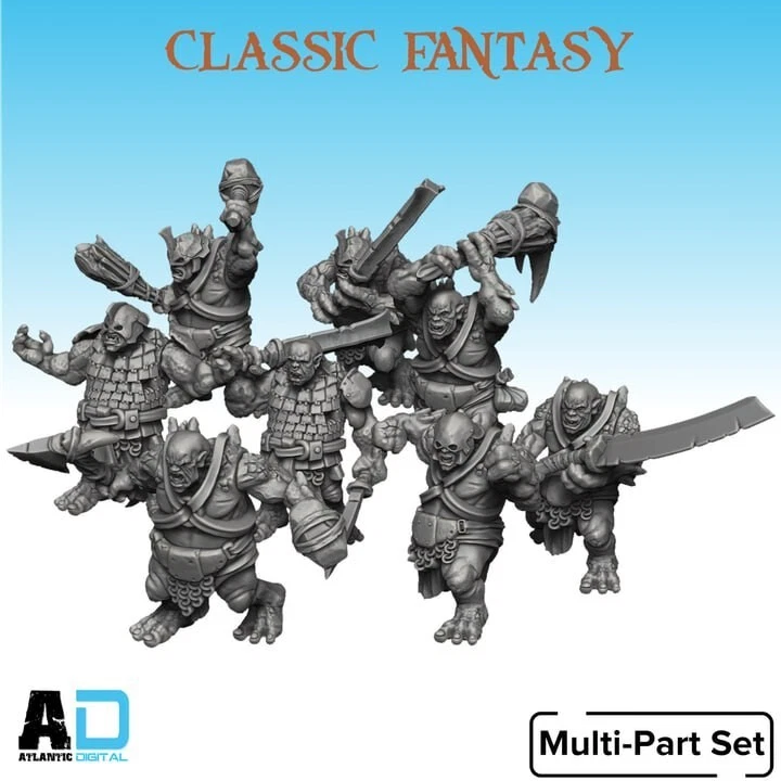 Classic Fantasy - Trolls 8 pezzi 28mm DA DIPINGERE - NO BASI - Immagine 1 di 1