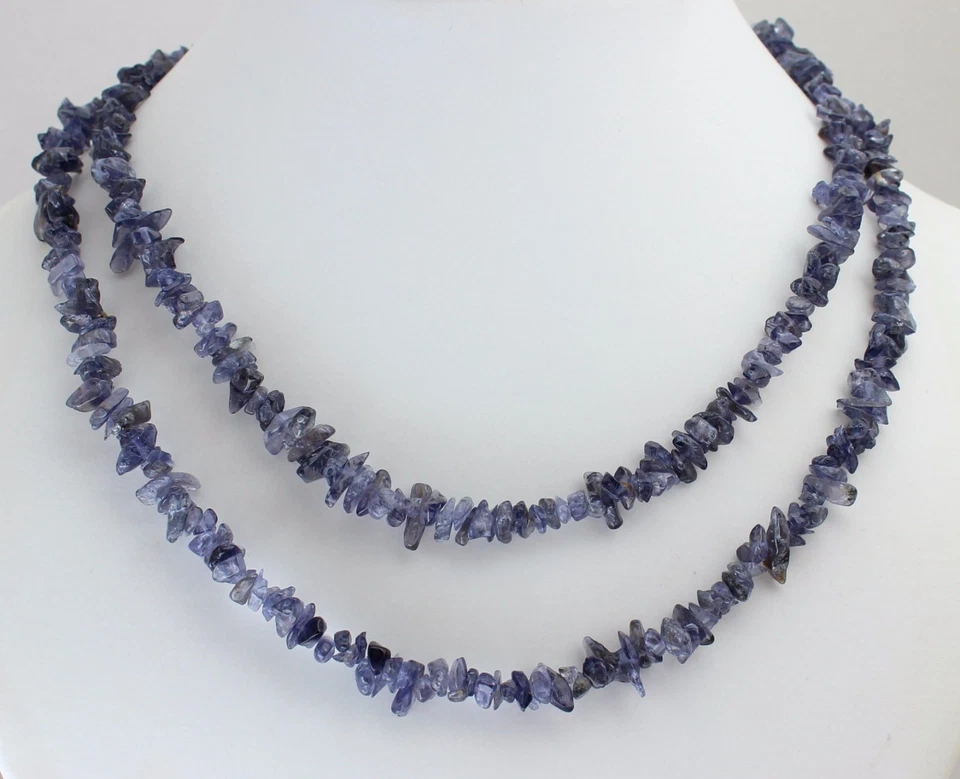 Natural Iolite (Water Sapphire) Chain Blue Splitter Gems Necklace Endless 90 CM - Image 1 of 1