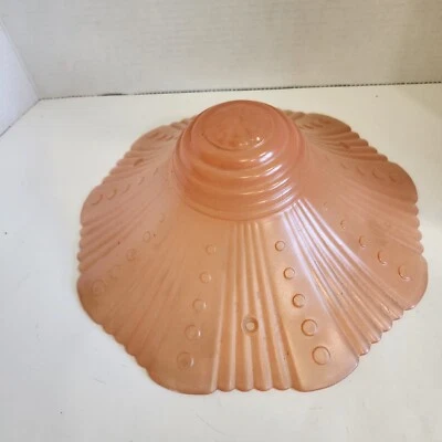 Art Deco, Vintage Peach (Pink) Glass Ceiling Light Fixture. 11.5" X  4.25" - Image 1 of 3