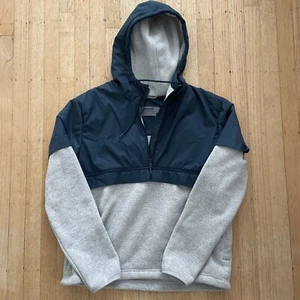 PrAna Half Zip Fleece Jacket With Partial Shell Gray & blue Womens Small - Picture 1 of 5