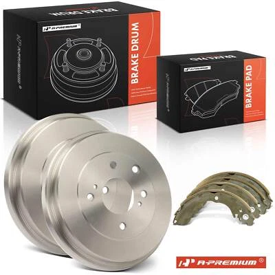 Brake Drums + Ceramic Brake Shoe Rear for Nissan Sentra 2007-2012 Versa Cube L4 - Image 1 of 4