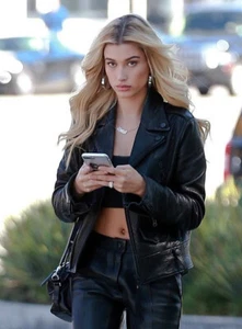 New Women's Leather Jacket 100% Black Soft Lambskin Celebrity Leather Jacket - Picture 1 of 10