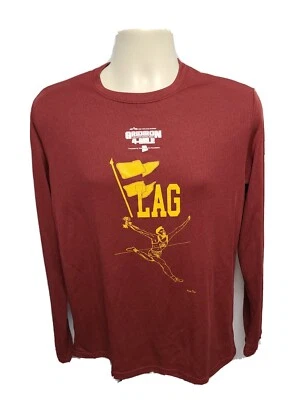 Camiseta deportiva de manga larga NYRR Gridiron 4 millas más larga para adultos M Borgoña Foto 1 de 4