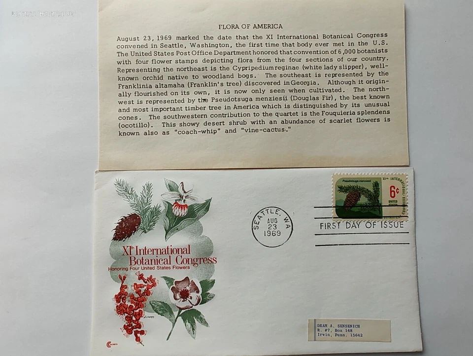US FDC First Day of Issue Cover XI International Botanical Congress Pine 1969 - Image 1 of 2