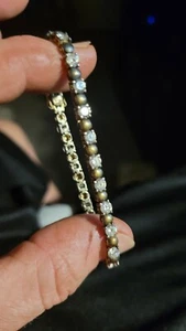 Vintage 925 Silver Tennis Bracelet Cubic Zirconia 7 3/8" And 23 Stones - Picture 1 of 10