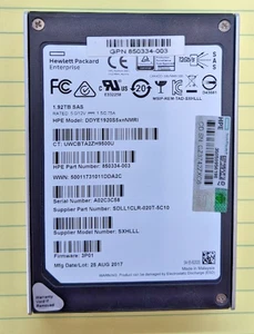 HPE 1.92TB SAS SSD DDYE1920S5xnNMRI 850334‑003 12Gb/s Enterprise 2.5″ - Used - Picture 1 of 4