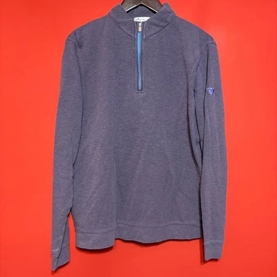 Pulôver Peter Millar masculino quarto de zíper moletom tamanho grande roxo mistura de algodão - Imagem 1 de 4