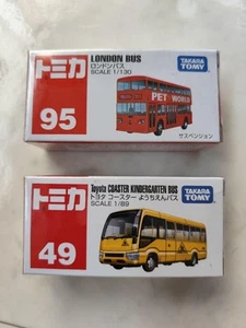 Tomica Bus Set of 2 London & Toyota Coaster Toy Vehicles Used - Picture 1 of 5