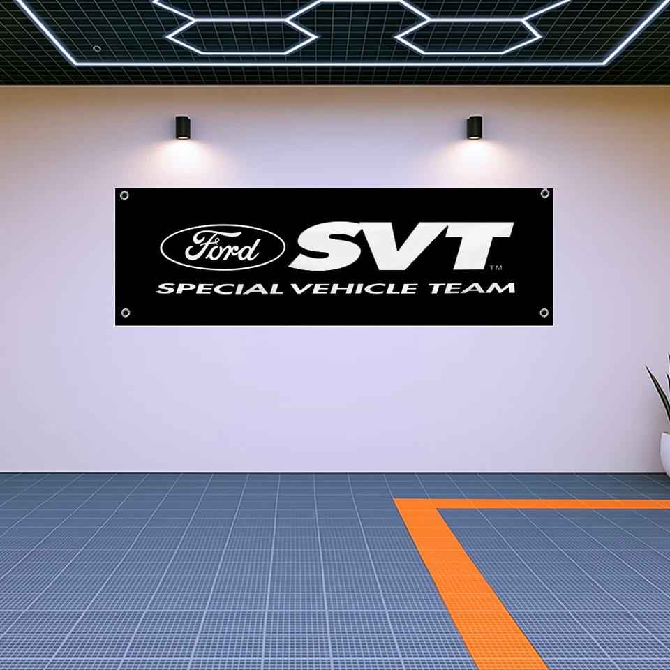 Decoration Ford SVT Team Black Banner Garage Wall Art Fans Gift, 71x24 in - Image 1 of 1