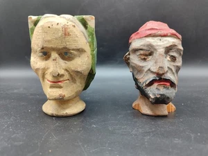 Antique Puppet, Puppet Heads, Carved Wood Head - Picture 1 of 8