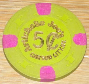 Artichoke Joe's 50c $.05 Carson City Nevada Poker Casino Chip 80's Era Gambling - Picture 1 of 3