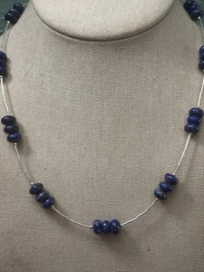 Amerikanische Ureinwohner Sterlingsilber Lapislazuli flüssiges Silber Halskette 18 Zoll - Bild 1 von 4