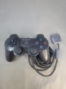 SONY PLAYSTATION 1 PS1 BLACK ANALOG CONTROLLER OEM SCPH-1200 TESTED & WORKS - Picture 1 of 3