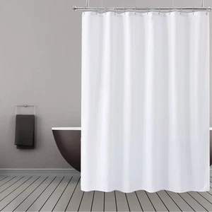 Fabric Shower Curtain Liner with Hem Weighted Bottom, White Waterproof 12 Rus... - Picture 1 of 6