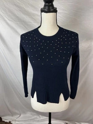 Suéter Pullover Otoño Cachemira Mujer Azul Marino Tachuela X Pequeño Foto 1 de 4