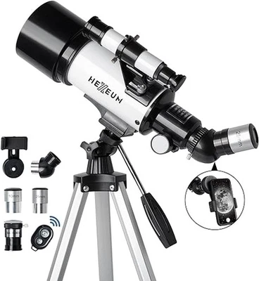 Hexeum Telescope for Kids & Adults 70mm Aperture 500mm AZ Mount AZ50070 - White - Image 1 of 4