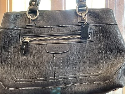 Coach Penelope Cartera Bolso de Mano Top Bolso de Mano Cuero Negro 2 Correas En muy buen estado Foto 1 de 4