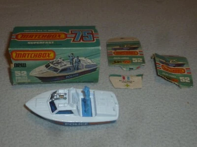 BOXED VINTAGE MATCHBOX SUPERFAST NO 52 POLICE LAUNCH RESCUE SPEED BOAT 1978 - Image 1 of 4
