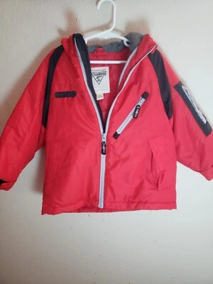 OshKosh Red Zip-front Hooded Jacket w/ Black & Gray Trim Size Child 5 - Image 1 of 4