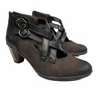 Earth Amber Mary Jane Pumps Booties Brown Black Leather Heel Shoes Womens Sz 7.5