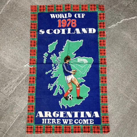 Vintage World Cup 1978 Scotland Argentina Here We Come Towel Fabric Souvenir Cover