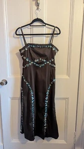 Coast Retro Y2K 2000s Floral Embroidered Dress with removable Straps Size 14 - Picture 1 of 8