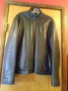 DKNY Unisex Black 100% Leather Jacket with Acetate Lining Size S - Picture 1 of 4