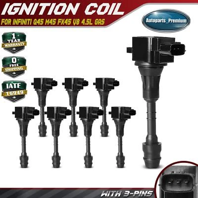 8x Ignition Coil for INFINITI M45 2003-2004 2006-2010 FX45 2003-2008 Q45 V8 4.5L - Image 1 of 4