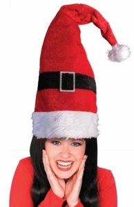 Funny TALL RED BENDABLE SANTA HAT Long Adult Christmas Cap Elf Dr Seuss Belt Toy - Picture 1 of 5