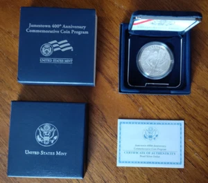 2007 P Jamestown 400th Anniversary Commemorative Proof Silver Dollar BOX/ COA - Picture 1 of 1