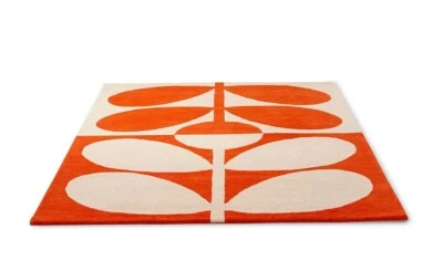 Hand Tufted Sixties Stem Area Rug 100% Wool Large Area Rug Yellow White Colored - Image 1 of 4