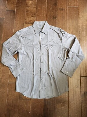 Kenneth Cole Reaction Men's Gray Stripe Button Dress Shirt - Size M - Image 1 of 4