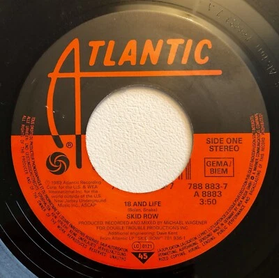 SKID ROW 18 & Life b/w Midnight Tornado Rare 1989 GERMAN 7" 45rpm EX - Image 1 of 4