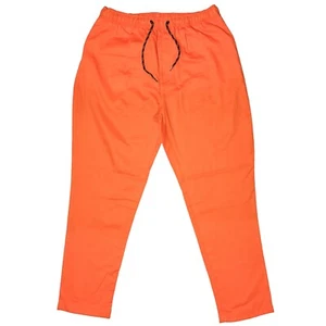 Mens Joggers Chino Pants Orange Cotton Drawstring Loose Harem Casual Beach Large - Picture 1 of 6