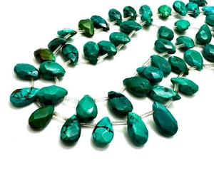 Cuentas de piedras preciosas de pera facetadas turquesa azul natural genuino PGS395 - Imagen 1 de 3