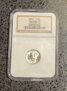 1940 Mercury Dime CERTIFIED NGC MS 65 Full Bands Silver 10c - Picture 1 of 3