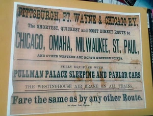 1873 Pittsburgh Ft Wayne y Chicago Ferrocarril Pullman Westinghouse frenos de aire - Imagen 1 de 1