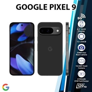 Google Pixel 9 5G Android Mobile Phone (Obsidian/12GB+256GB/Dual SIM/Unlocked) - Afbeelding 1 van 6