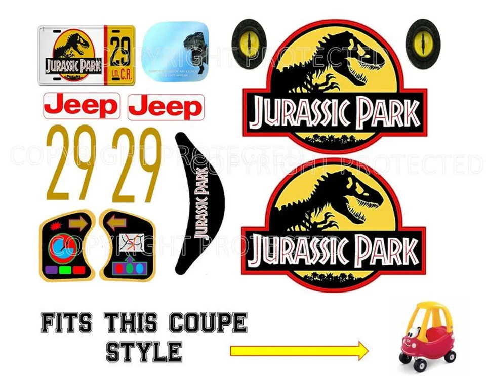 Adesivos de substituição fit Little Tikes aconchegante cupê carro DINOSSAURO passeio em brinquedo casca - Imagem 1 de 2